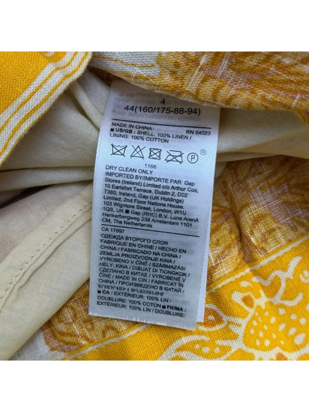Banana Republic Linen Belted Dress Yellow Cream Long Sleeve Size 4 - Picture 8 of 8
